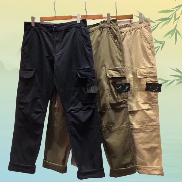 

trousers sweatpants men designer pants cotton zipper fly full length straight solid fashion casual outdoor wear clothing, Black