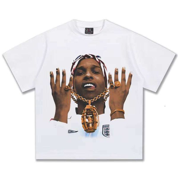 

Clothing Manufacturer Plus Size Printed Letter Asasprocky 100% Cotton Short Sleeve 300g Crew Neck T-Shirt, White short sleeve