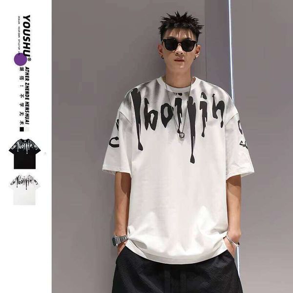 

Clothing Manufacturer Letter Print 240g 100% Cotton Heavyweight Short Sleeve New Men' T-Shirt, White