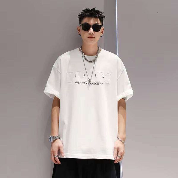 

Clothing Manufacturer Printed 3D Embossed Design 100% Cotton 240g Summer New Short Sleeve T-Shirt, Black