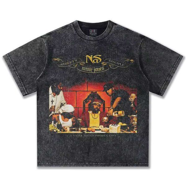 

Clothing Manufacturer Washed Printed Letter 280g 100% Cotton Short Sleeve Heavyweight Loose T-Shirt, Black short-sleeve