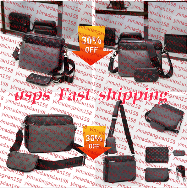 

Men Casual desigenr bag Trio messenger bag men 3pcs shoulder bag mens Outdoor Crossbody Shoulder Bags Genuine Leather Purse Pouch wallet man handbags, White