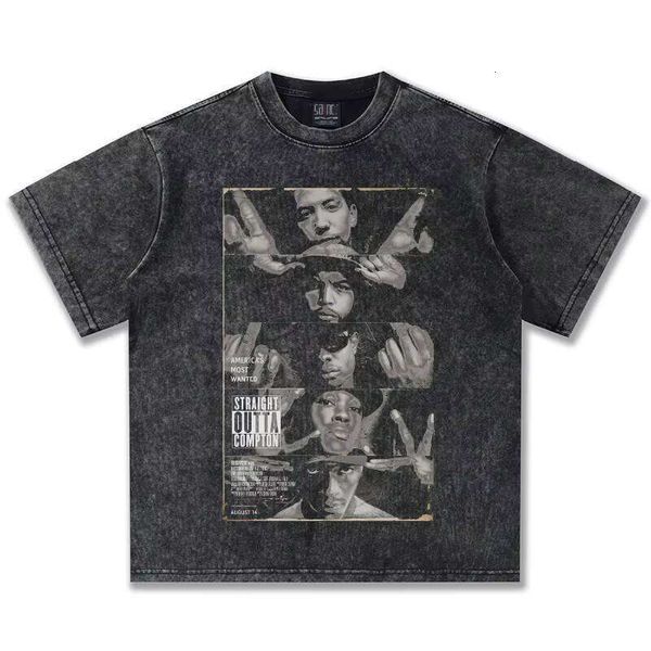 

Clothing Manufacturer Letter Print Plus Size Washed 100% Cotton Short Sleeve 300g Loose T-Shirt, Black short-sleeve