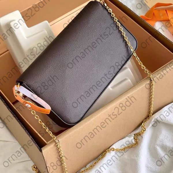 

Luxurys 3 in 1 Designers bags shoudler bag crossbody chain bag high quality handbags cleo purses designer wallet lady handbag tote bag fashion Wallet passport holder, Flower bworn