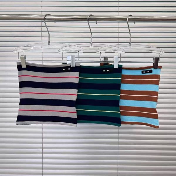 

Women' Tanks & Camis Designer Embroidered double-layer strapless vest with contrasting colors sleeveless short top, M2