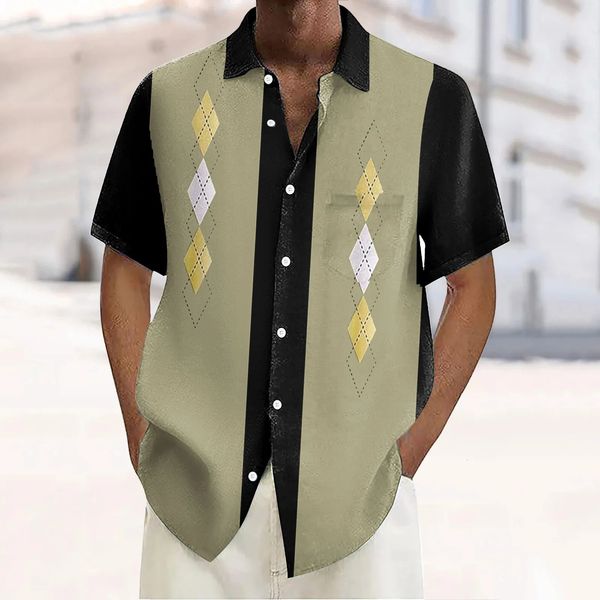 Step Back in Style: Classic Men's 1950s Vintage Bowling Shirt
