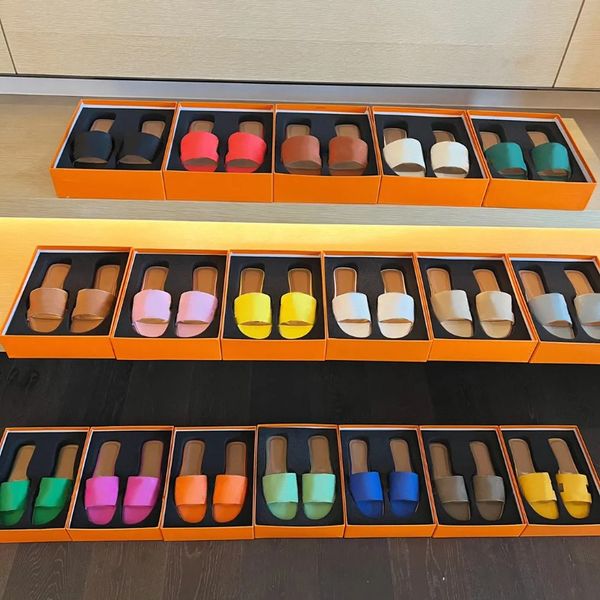 Designer Slippers Leather Sandal Same Style for Women Slides Summer Outwear Leisure Vacation Sliders Beach Slipper Spring Classic Suede Flat Genuine Shoes