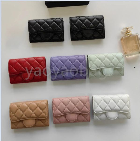 

Luxury Designer Wallet Women Card Holder Coin Purses High Quality Lambskin & Caviar Calfskin Leather Small Wallet Mini Pures Classic Flap Cover Coin Wallet Key Pouch, No 5