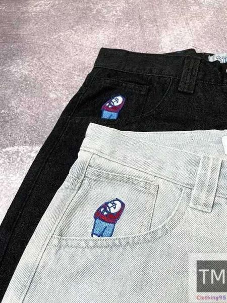 

Vintage Baggy High Quality Cartoon Big Boy Embroidery for Men Y2k Hip Hop Denim Shorts Haruku Fashion Streetwear Jorts W250116, 4_color