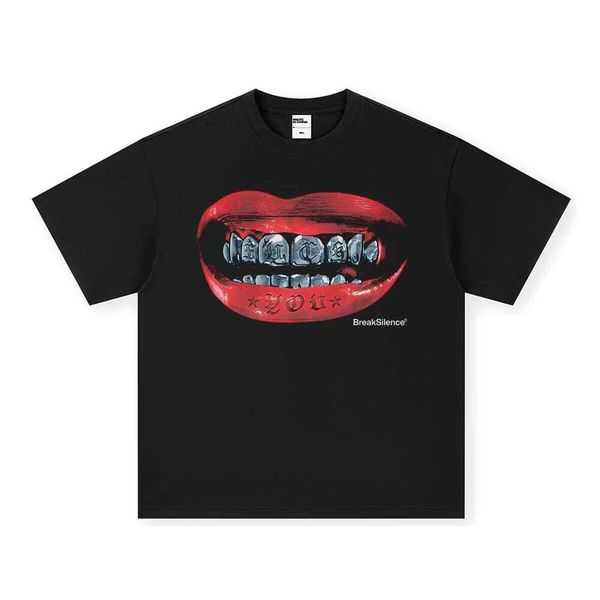 

Hip Hop Style T-Shirt Short Sleeve American Print Top Washed Cotton High Street Heavy Trend Brand, Washed black short sleeve small