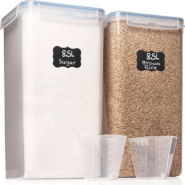 Freshseal 2pack airtight food storage containers 287 oz 8 5l extra large bpa free kitchen pantry organization containers for flour sugar cereal