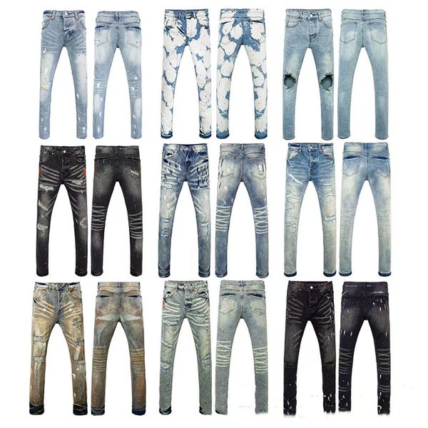 

men jean Ksubi designer fashion brand straight leg mens tight jeans broken hole zipper casual pants size 28-42, 1#