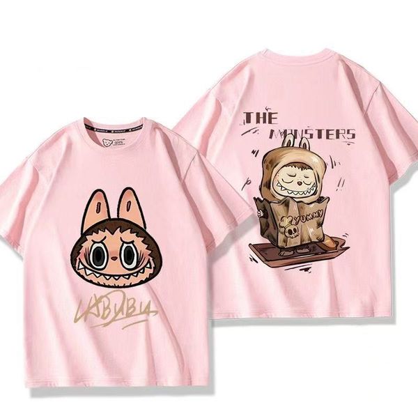 POP Unisex Labubu Mens Designer t shirt Men's Unisex Luxury Fashion T-Shirt with Letter Design - Stylish Streetwear Apparel Comfortable Cotton Fabric American size 5A
