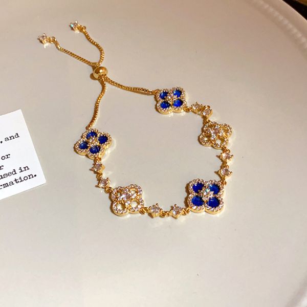 

Luxury Bracelet Designer Clover Bracelets Women Gold Plated Flower Crystal Bangle Charm Jewelry Gift