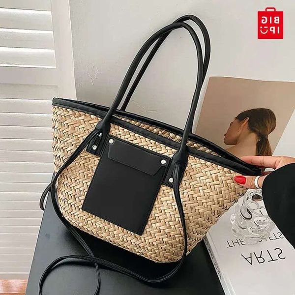 

Designer Bag Straw Handbags Hot Woven Beach Tote Women Large Capacity Summer Crossbody Bag Fashionable Korean Luxury Bag Style Handbag Lightweight For Daily Use, Red