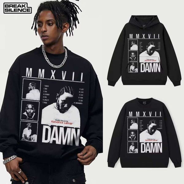 

Kendrick Hooded Sweatshirt Cross-Cultural Hip-Hop Style Heavy Solid Color 3D Off-Shoulder Loose Fit Suitable for Men and Women Winter, Black crew neck sweatshirt