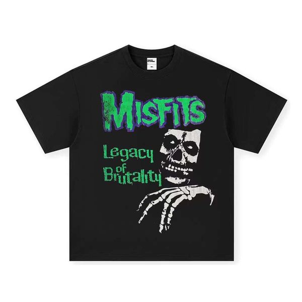 

New Spring/Summer Collection Letter Print Casual Loose Round Neck Short Sleeve T-Shirt, Washed black short sleeve small