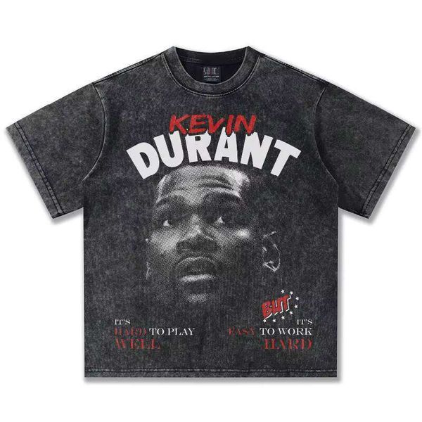 

Small Collar Short Sleeve Unisex Casual Style Thick Cotton Solid American Direct Injection 300g T-Shirt, Washed black short sleeves