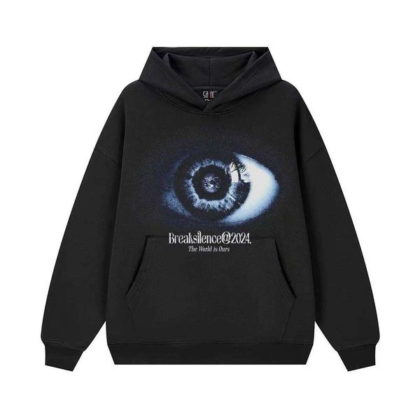 

American Eye Boys' Hooded Sweatshirt Heavyweight Cross-Cultural Print High Street Fashion Brand Oversized Winter, Black crew neck sweatshirt