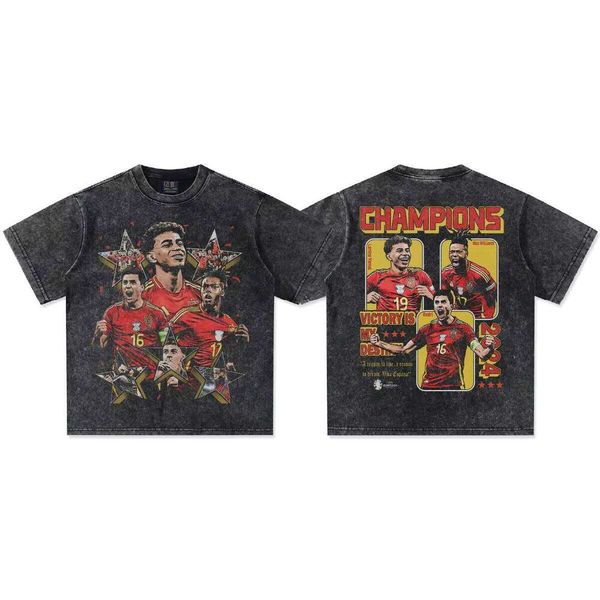 

Yamal American Unisex Cross-Country Short Sleeve Heavy Washed Vintage Crew Neck Gym Fashion 100% Cotton T-Shirt, Black short-sleeve