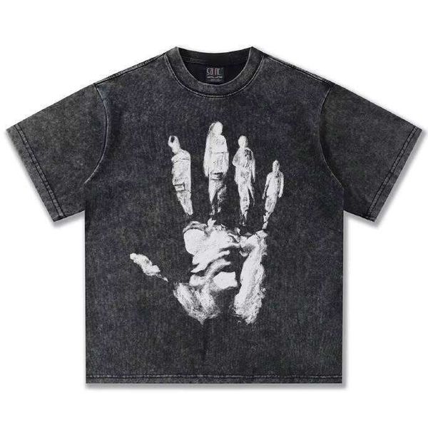 

Printed Washed Loose Casual Summer New Men's Fashion 300g T-Shirt, White short sleeve