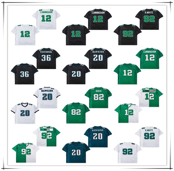

American Throwback Football Jersey Reggie White Brian Dawkin Randall CUNNINGHAM Jerome Brown BRIAN WESTBROOK Mike Quick Eric Allen Retro Green Black Stitched Men, As pic 2