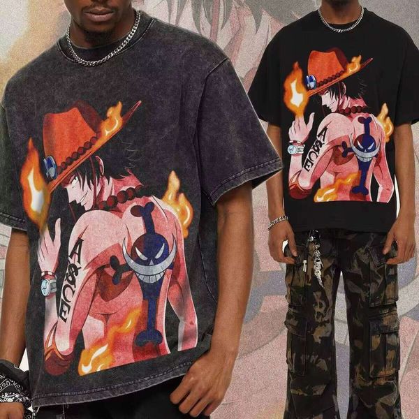 

230g Summer New Printed Short Sleeve 100% Cotton Loose Heavyweight Men's T-Shirt, Black