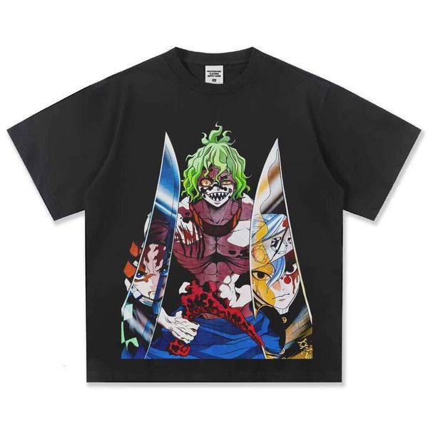 

300g Summer New Printed Letter Loose Fashion Cotton T-Shirt for Men, Washed black