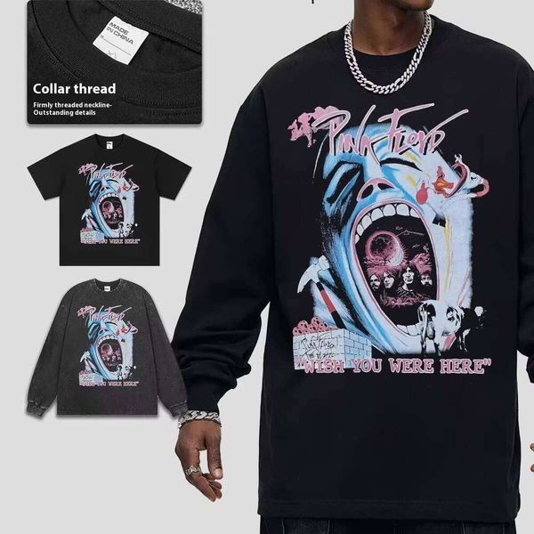 

Autumn New Cross-Border Printed Men's Extra Long 100% Cotton O-Neck T-Shirt Short Sleeve Sports Shirt High Street Heavy, Black short-sleeved (small neckline)