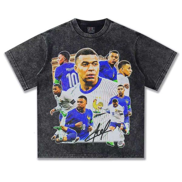 

2025 Spring/Summer Series Mbappe Football Theme Direct Print Short Sleeve Unisex European Style T-Shirt, Apricot