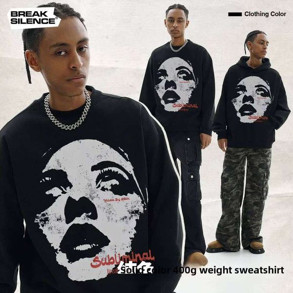 

Desire Freedom Unisex Heavyweight Crewneck Sweatshirt American Style Solid Color Printed Hoodie High Street, Black crew neck sweatshirt