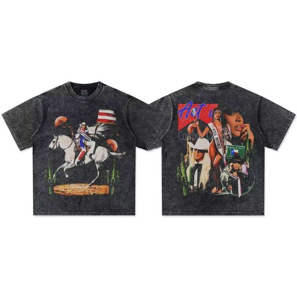

Men's Oversized 100% Cotton Washed Printed Short Sleeve Summer New Casual T-Shirt, Washed black short sleeve