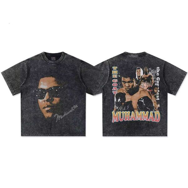 

ALI300 2025 Spring/Summer Series Unisex Cotton Short Sleeve Crew Neck Heavy Cross-Border Jacket Knitted T-Shirt, Washed black short sleeve