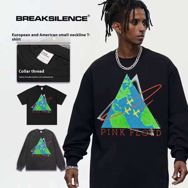 

Autumn Winter Oversized Wool Sweatshirt with Triangle Print Heavy 100% Cotton Beauty Trend Crossover, Washed black short sleeve small