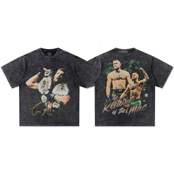 

2025 Conor McGregor Series Cotton Sweatshirt Oversized Short Sleeve Crew Neck Top Unisex Small T-Shirt, Apricot