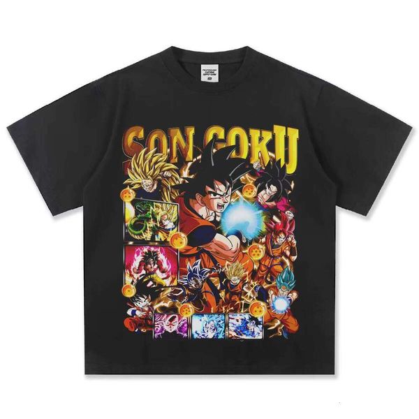 

Clothing Manufacturer 300g Printed Letter Short Sleeve Washed Design Sense Loose 100% Cotton T-Shirt, Black