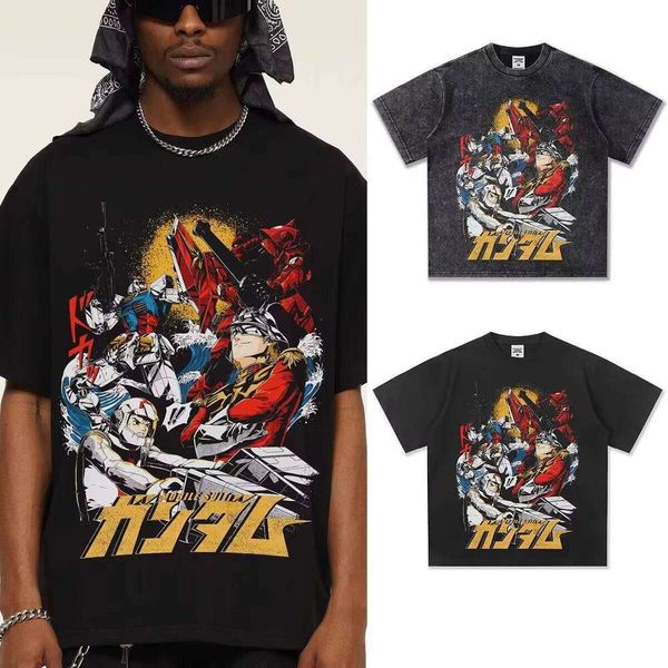 

Clothing Manufacturer 230g 100% Cotton Washed Loose Short Sleeve O-Neck Summer Men's Fashion T-Shirt, Washed black