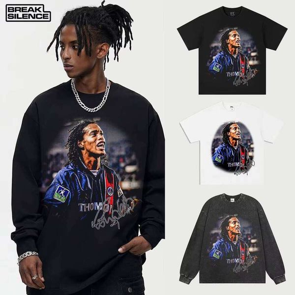 

Cristiano Ronaldo Football Star Series Men's T-Shirt 100% Cotton Solid Color Direct Print Available Long Sleeve Small Size, Black short-sleeve