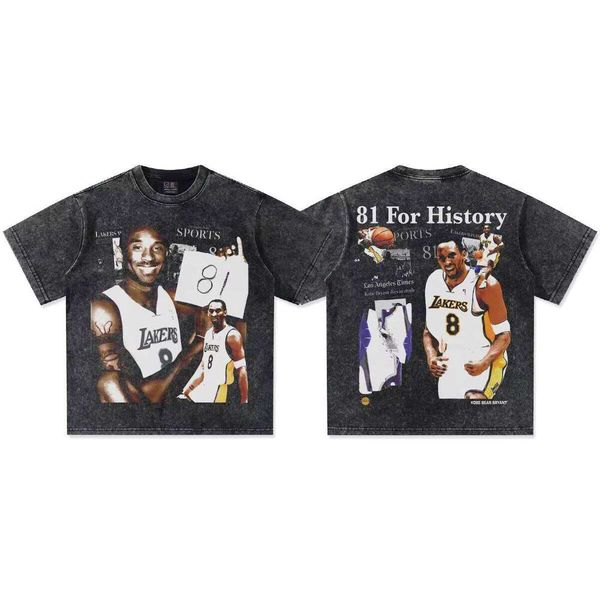 

American Washed Heavy Thick Direct Print Loose Casual Dragon Slayer 300g T-Shirt, Washed black short sleeves