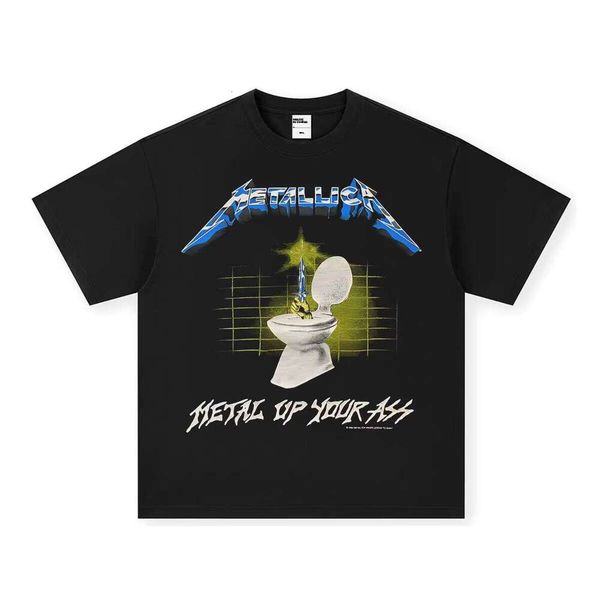 

100% Cotton Top Unisex Short Sleeve Beautiful Fashion Heavy American Rock Band Casual Oversized T-Shirt, Washed black short sleeve small