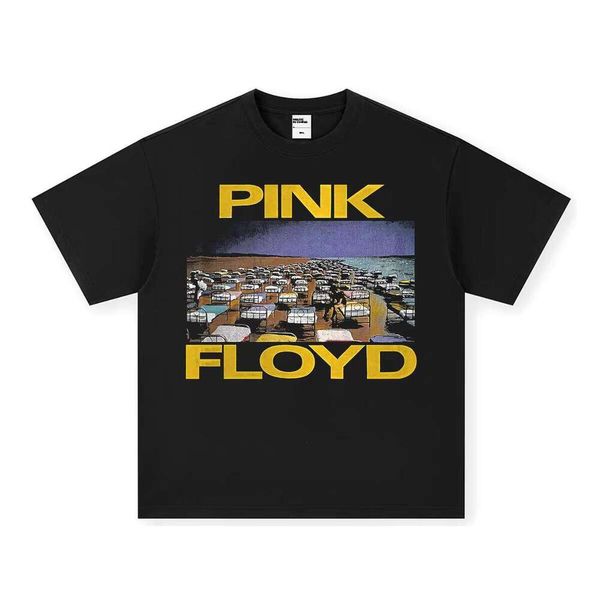 

Heavy O-Neck Men's T-Shirt Washed Vintage Fashion American Style Cross-Cultural Rock Band Print 100% Cotton Loose Fit, Washed black short sleeve small