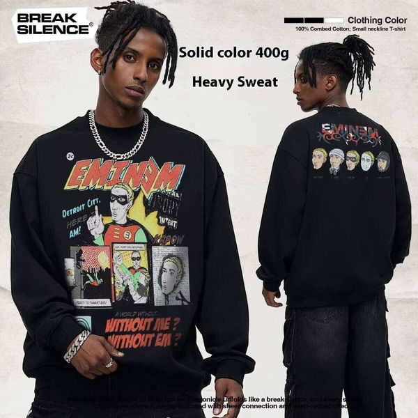 

Am 210g Heavyweight Pullover Sweater Unisex Knitted Fabric Autumn Winter Cross-Cultural Sports Shirt, Black crew neck sweatshirt