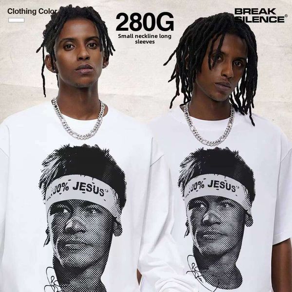 

Neymar Men's Washed Vintage Small Collar Crossover Short Sleeve T-Shirt American Football Print Heavy Sweatshirt 100% Cotton, Pure white short-sleeve (small neckline)