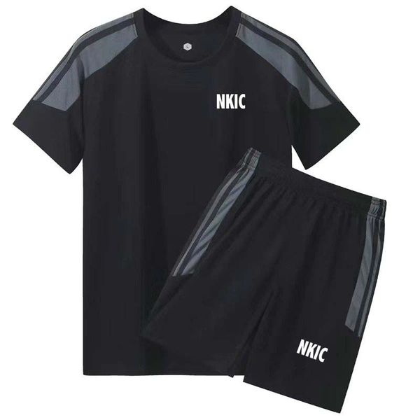 

Sports suit Brand men's summer short sleeved quick drying running clothes basketball football summer training fitness clothes morning Plus Size -5XL, White