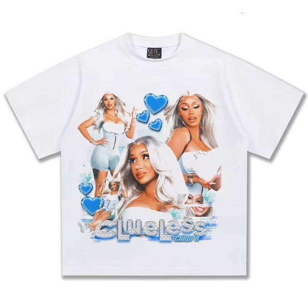 

Clothing Oversized 100% Cotton T-Shirt New 300g Fashion Loose Short Sleeve Hip-Hop Knit Summer, White short sleeve