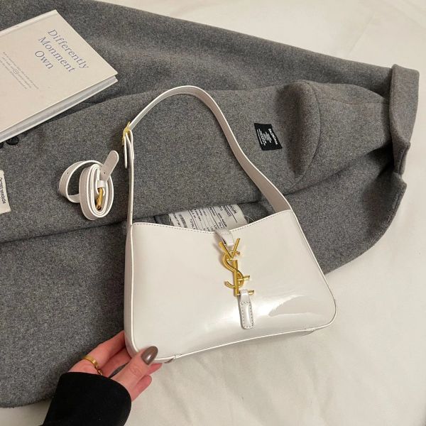 

Spring and Summer New Style Senior Feeling Red Fashionable Contracted All Build Patent Leather Letter Underarm Shoulder Female Bag, Coffee#