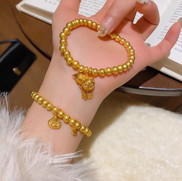 

Metaphysics Fengshui Beads Bracelet Designer for Women Jewelry 18K Gold Gourds Buddha Beads Charm Bracelet Simple Luxury Good Luck Bracelet Bijoux Luxe Gift