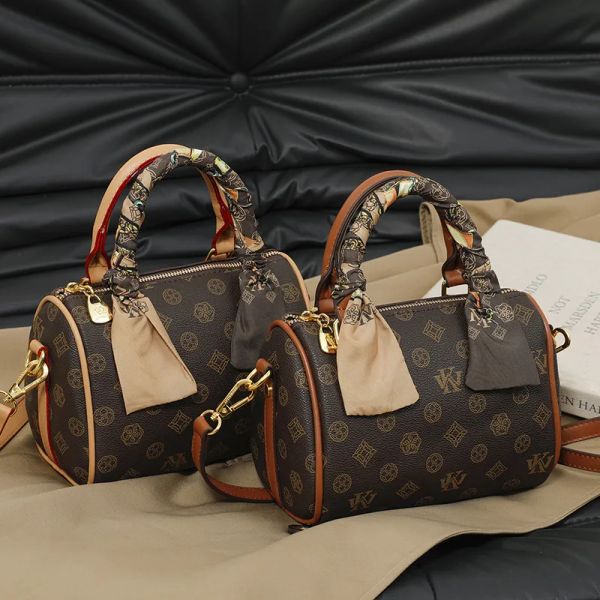 

New Boston Pillow Bag Letter-printed Hand Crossbody Bag Texture All-in-one Bag Woman, Coffee#