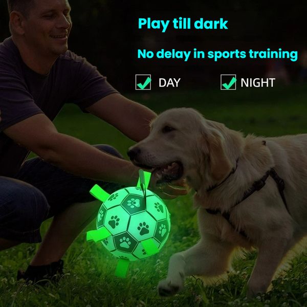 

Dog Soccer Ball Luminous Pet Toy, Glow-in-the-Dark Interactive Ball with Easy Grab Design for Medium & Large Dogs, Green