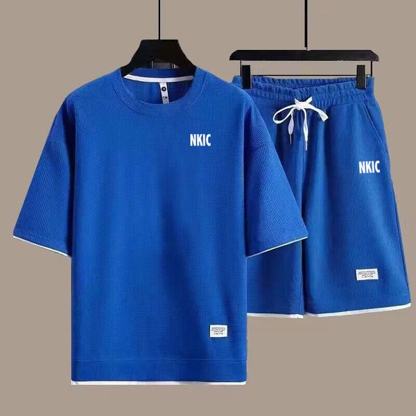 

Summer Fashion Comfortable Men' Short Sleeve T-shirt Set Running Suit Summer Men' Brand Sportswear Morning Run Fitness 2-piece Set Plus Size -3XL, Orange